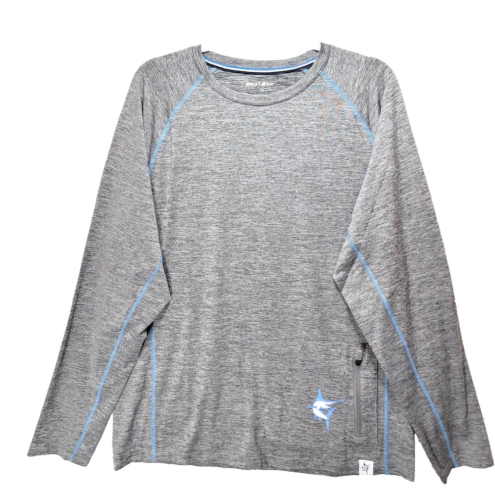 White Water‎ Shirt Men Gray Hydroflex LS Performance Fishing Tech Tshirt Active